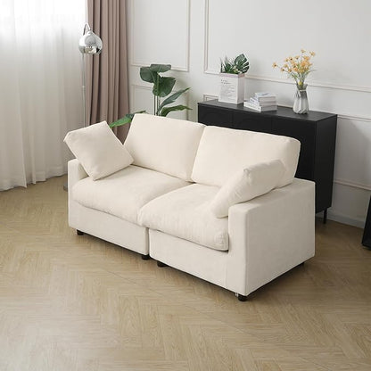 JACH 67" Love Seat Sectional Couches for Living Room, Deep Seat Modular Sofa, Cloud Sectional Couch, Sofa Covers Washable, Minimalist Modern Couch for Living Room, Apartment, Beige
