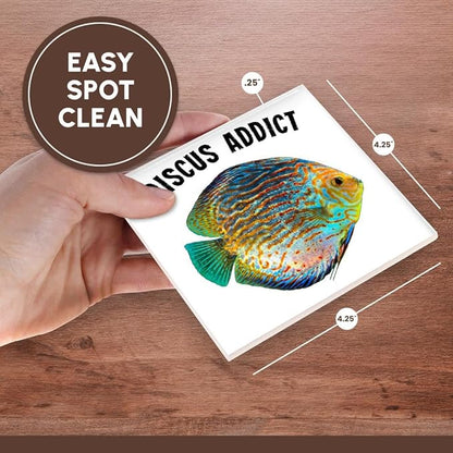 3dRose Discus Fish Addict Funny Aquarium Design Set of 8 Ceramic Tile Coasters