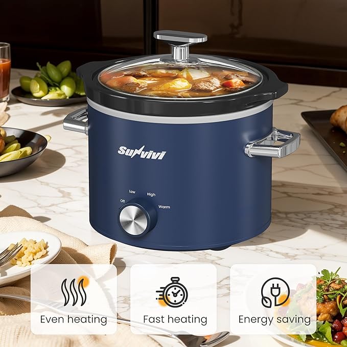 Sunvivi 2 Quart Slow Cooker, Small Slow Cooker