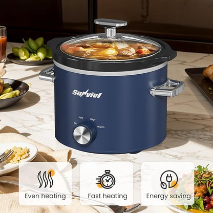 Sunvivi 2 Quart Slow Cooker, Small Slow Cooker