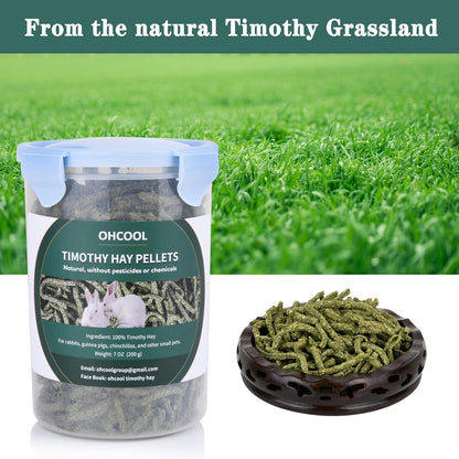 Timothy Hay Pellets 28oz (4 * 7 oz) - 100% Timothy Premium Nutrition Pellet for Tortoise, Rabbits 28 oz