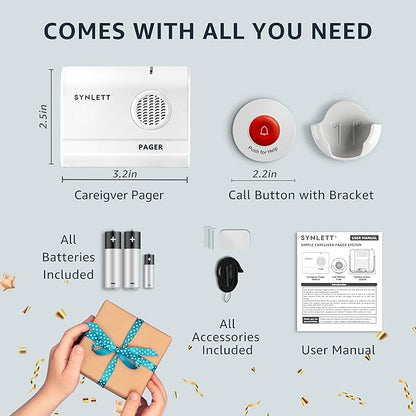 Call Button for Elderly and Caregiver Pager Portable SOS Alert System Alarm for