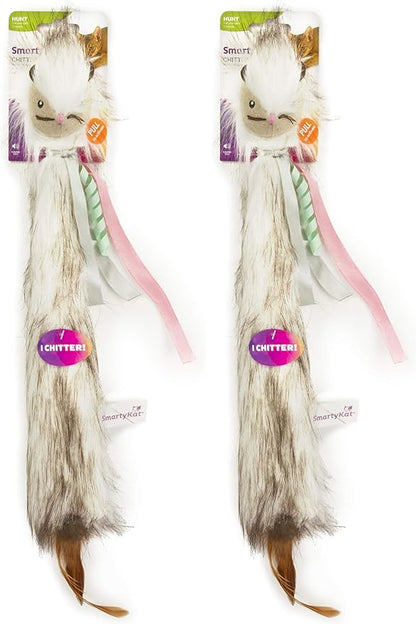 SmartyKat Chitter Critter Squirrel Electronic Sound Plush Kicker Cat Toy, Battery Powered - Gray, One Size (Pack of 2)