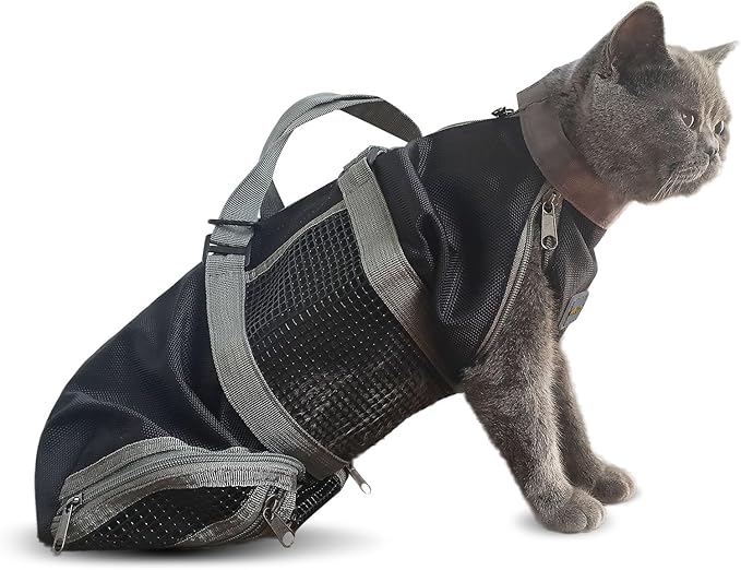 Cinf Cat Nail Clipping Cleaning Grooming Restraint Bag No Scratching Biting for Bathing Nail Trimming Injecting Examining(Black,M)