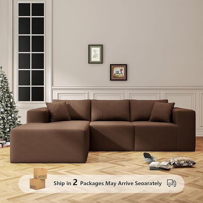 108" Cloud Sectional Couch with L-Shape Chaise,4 Seat Modern Modular Sofa with Deep Seat,Upholstered Couches for Living Room Bedroom, Boneless Couch