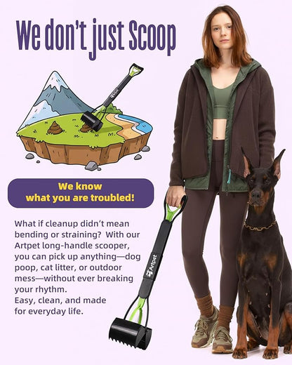 32” Pooper Scooper for Large Dogs Long Handle Pet Poop Scoop Heavy Duty Dog Poop Picker Upper for Yard Grass Gravel Dirt Sand