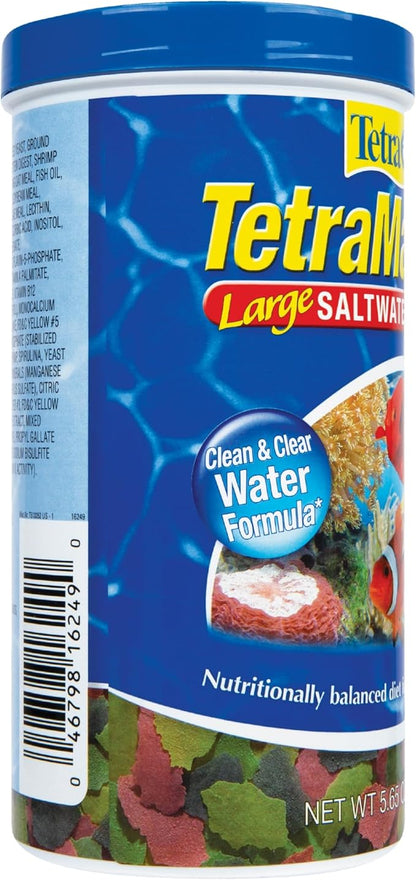 TetraMarine Large Saltwater Flakes, Nutritionally Balanced Fish Food for Saltwater Fish, 5.65 oz