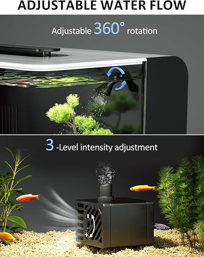 Betta Fish Tank Kit 2.5 Gallon Aquarium with Hidden Filtration, Light, Lid, Small Acrylic Tank for Beta, Shrimp, Guppy