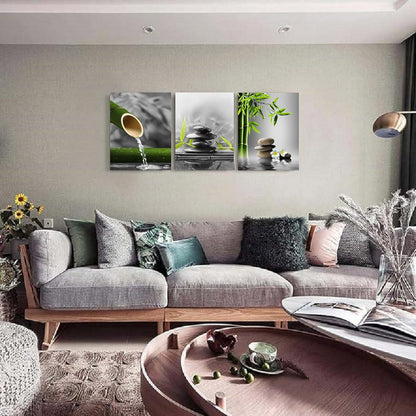 Yxbhhym- Bathroom wall art Black and White Zen Wall Art Gray Green Room Decor Zen Poster Canvas Pictures Zen Artwork for Spa Living Room Wall Art Kitchen Bedroom Decor Home Framed Prints Art