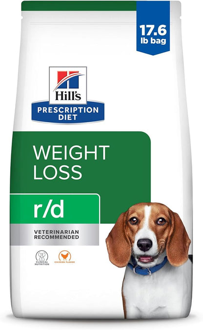 Hill's Prescription Diet r/d Weight Reduction Chicken Flavor Dry Dog Food, Veterinary Diet, 17.6 lb. Bag