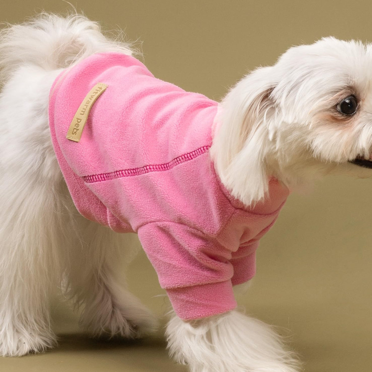 Fitwarm Classic Fleece Dog Sweater, Turtleneck Dog Sweatshirt, Cat Apparel, Pink, Rose, Baby Pink, XXL