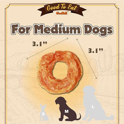 Gootoe Turkey Tendons for Dogs –All-Natural, Hypoallergenic Dog Treats, Rawhide Alternative, Long Lasting Puppy Chews, Healthy Dog Treats for Medium Breeds, Ring (M), 16 oz Pack (1 lb)