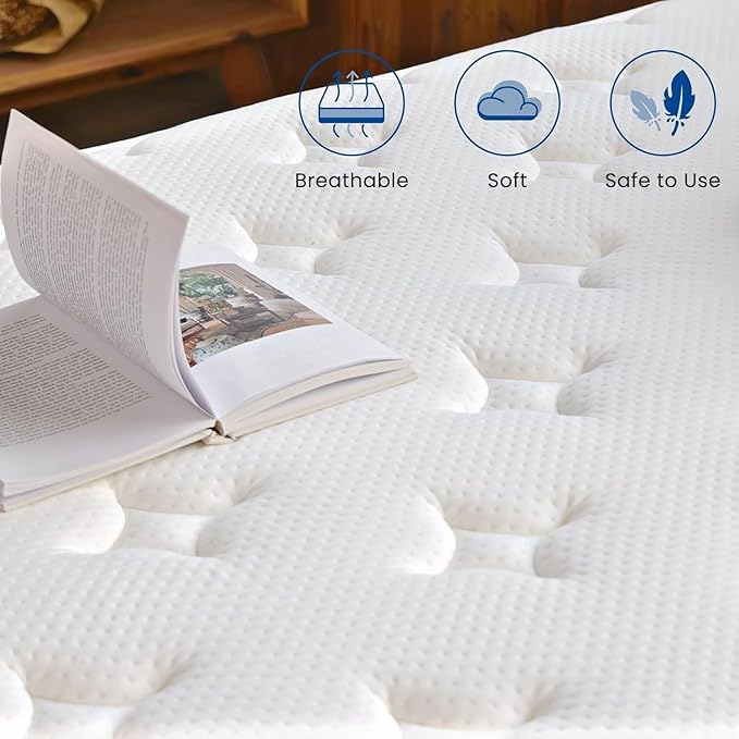 Coolvie King Mattress 12 inch, Tight Top Deep Sleep Mattresses with Extra Lumbar & Hip Support, Medium to Firm Hotel Collection Hybrid Sleep System for Supportive, Breathable Bed in a Box King Size