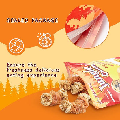 Jungle Calling Beef Tendons for Dogs, Chicken Wrapped Tendons Dog Chews Long Lasting Hip and Joint Supplement for Dogs with Glucosamine (Knotted Bone)