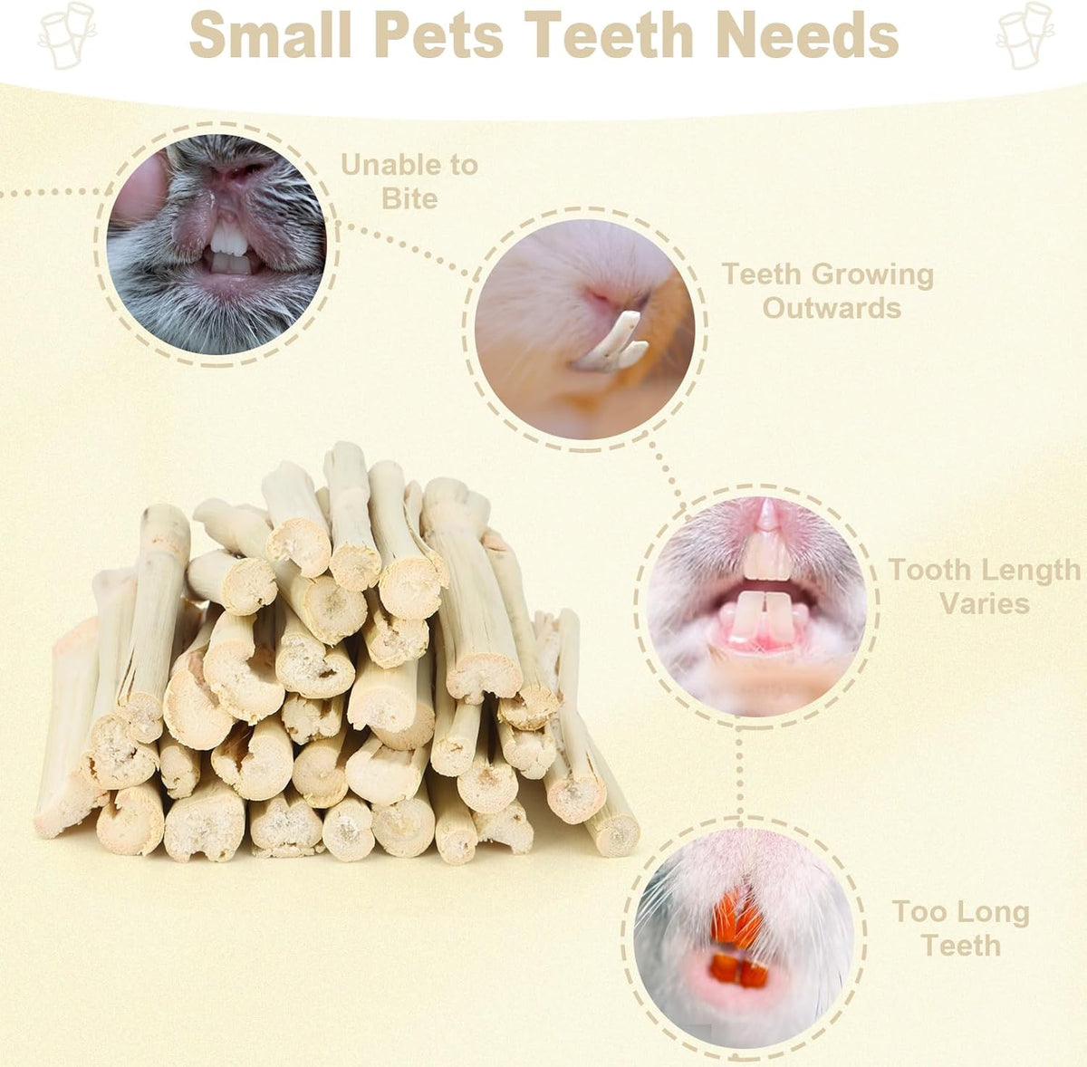 900g Sweet Bamboo Chew Sticks for Rabbits, Chinchilla Rabbit Toys Guinea Pig Chews Sticks, Natural Rabbit Bunny Molar Treats Snacks Toys for Chinchilla, Guinea Pig, Hamster Small Animals