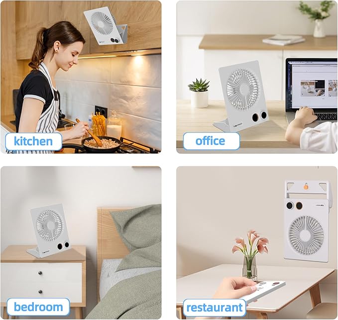 VEMONT 180°Foldable Portable Personal Fan Built-in 5000mAh Rechargeable Battery