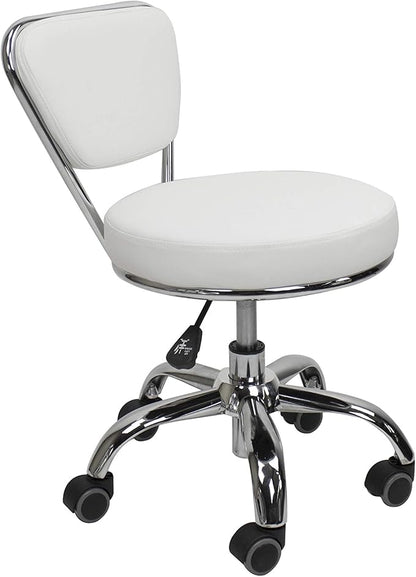 MAYAKOBA Dayton Garage Rolling Seat (White) Pneumatic, Short Stool with Adjustable Height 13"-15", Perfect for Garage Task, Home Cleaning, Bathroom Short Seat, Technician Task