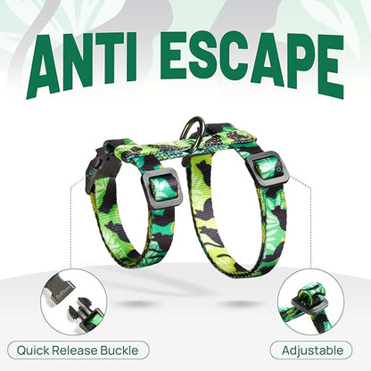 Cat Harness and Leash Set - Escape Proof Adjustable Cat Harness, Comfortable Soft Lightweight, Use Safe & Easy, Walking Travel Kitten Harness for Small Medium Large Cats (Green Cat Whispers)