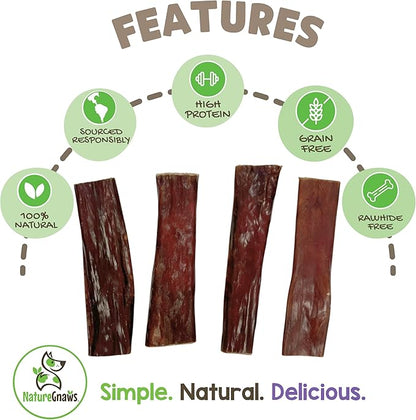 Nature Gnaws Beef Gullet Chews for Small Dogs 4-5" (20 Count) - Natural Beef Jerky Stick Dog Chew Treats - Rawhide Free