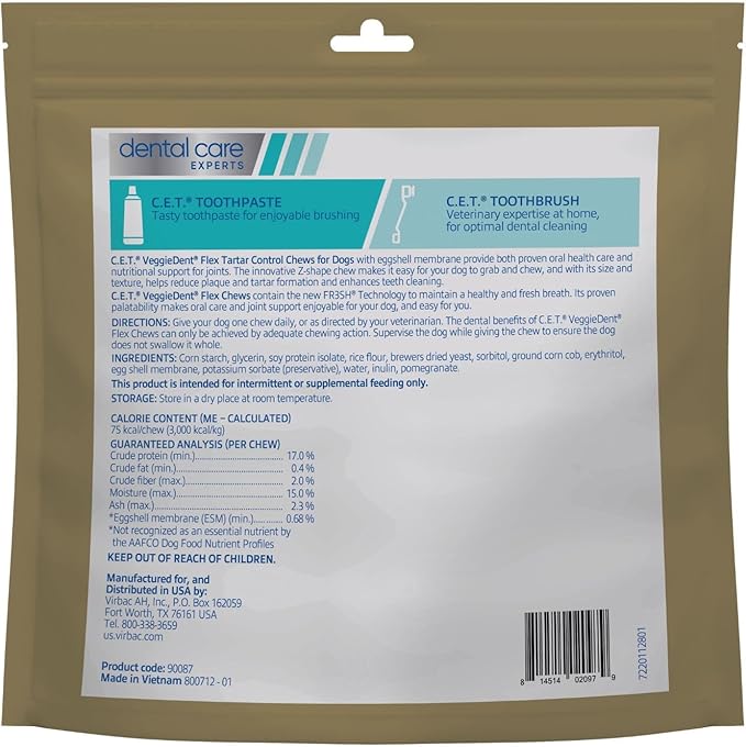 Virbac C.E.T. VEGGIEDENT Flex Tartar Control Chews