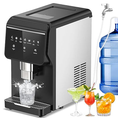 Nugget Ice Maker Countertop 50 LBS/Day, 5 LBS Ice Bin, Water Dispenser