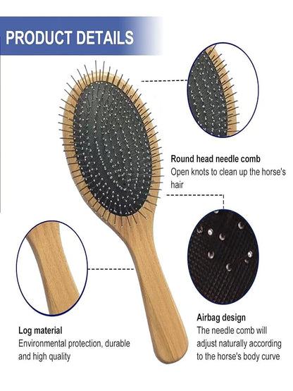Horse Grooming Kit (12-Piece): Brushes, Storage Bag, Sweat Scraper, Mane Comb, Grooming Gloves, Horse Gift for Girls (Black)