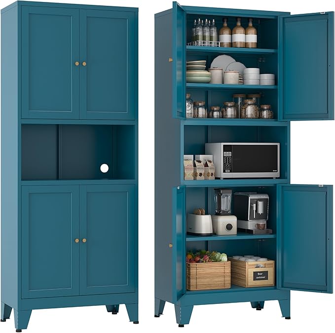 Metal Pantry Storage Cabinet, Microwave Stand