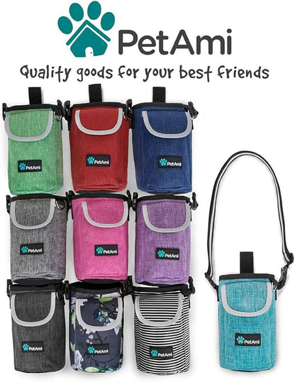 PetAmi Dog Treat Pouch, Large Pet Training Treat Pouch with Pocket, Dog Trainer Essentials Supply Holder with Poop Bag Dispenser, Training Bag for Kibbles Toys, 3 Ways to Wear (Red)