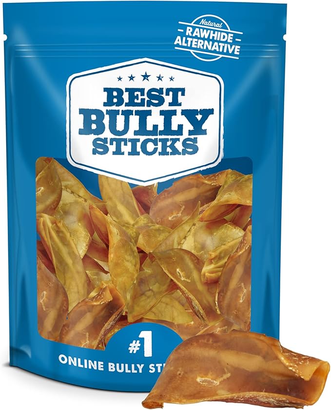 Best Bully Sticks Half Pig Ears for Dogs - 25 Count (Pack of 1) - All-Natural, USA Baked and Packed, Single Ingredient, 100% Pork, Easily Digestible - Puppies, Small, Medium, Large Breed