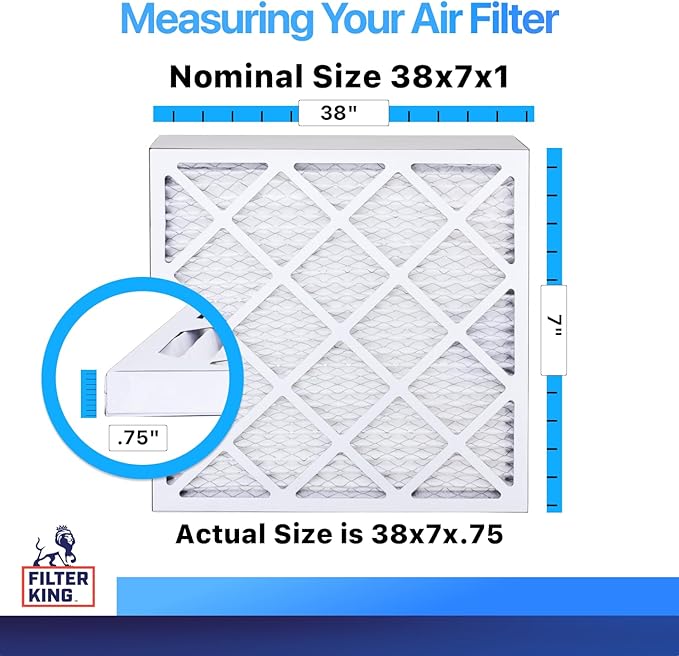 Filter King 38x7x1 Air Filter | 4-PACK | MERV 8 HVAC Pleated A/C Furnace