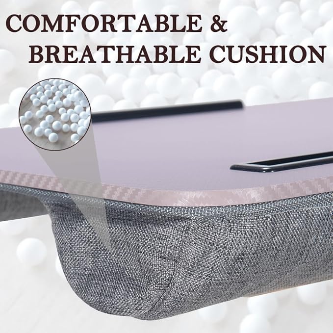 Portable Laptop Desk Fits Up to 16“ Laptops, with Tablet Slot, Built-in Cushion, Great for Home & Office,Lap Desk for Laptop,Lap Desk with Cushion (Grey Violet, Medium)