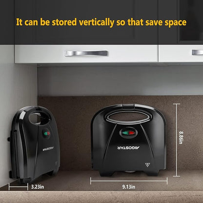 Aigostar Sandwich Maker with Non-stick Deep Grid Surface