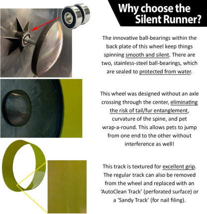 Silent Runner 12" Wide + Cage Attachment - Silent, Fast, Durable Exercise Wheel - Sugar Gliders, Degus, Rats, Hedgehogs, Prairie Dogs & Small Pets