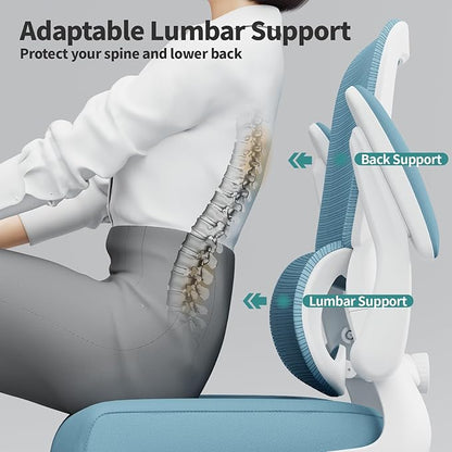 TRALT Office Chair - Ergonomic Desk Chair with Adjustable Lumbar Support, Mesh Computer Chair, Executive Chairs for Home Office Comfortable Lumbar Support,Sky Blue