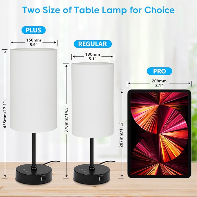 Unicozin 17Inch Table Lamp, 3 CCT 3000K/4500K/6500K & RGB Color Changing, Stepless Dimmable Bedside Lamp for Reading, Ambience Nightstand Light for Home Decor Party, Cream Shade