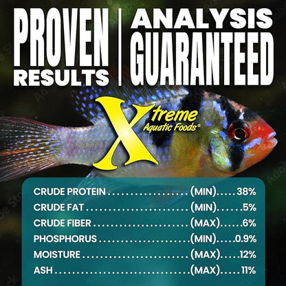 Xtreme Community Peewee 1.5mm Pellets: Slow Sinking & Ideal for Community Fish - Boosts Immune & Digestive Health, Enhances Color & Energy, Max Protein Fish Food – USA Farm Grown (38oz)