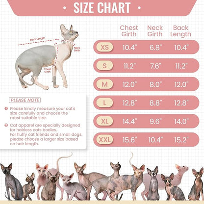 DENTRUN Sphynx Hairless Cats Shirt Pullover Kitten T-Shirts, Breathable Cat Wear Turtleneck Sweater Adorable Cat's Clothes Vest Pajamas Jumpsuit
