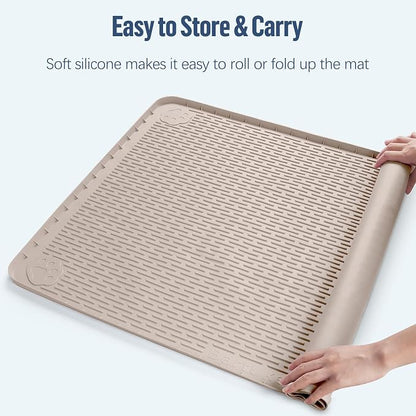 Pee Pad Holder for Dogs 57''x40'' Silicone Puppy Pee Pad Tray, Khaki | Extra Large Dog Potty Tray Leak-Proof, High Edge, No Spill Training Pads for Floor Protection, No Pee Pads