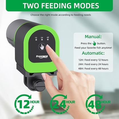 FREESEA Automatic Fish Feeder for Aquarium: Small USB Rechargeable Vacation Auto Fish Food Dispenser with Timer for Small Tank Betta Turtle