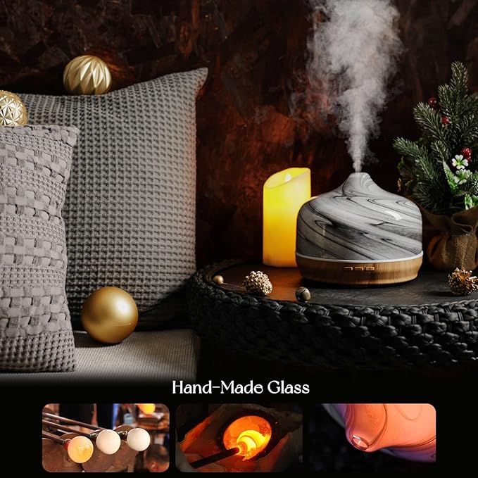 Porseme 500ml Glass Essential Oil Diffuser Aromatherapy Ultrasonic Cool Mist