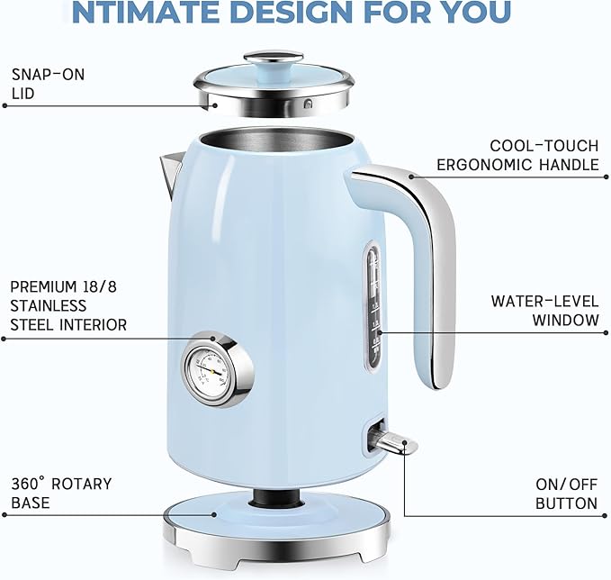 SUSTEAS Electric Kettle - 57oz Hot Tea Kettle Water Boiler