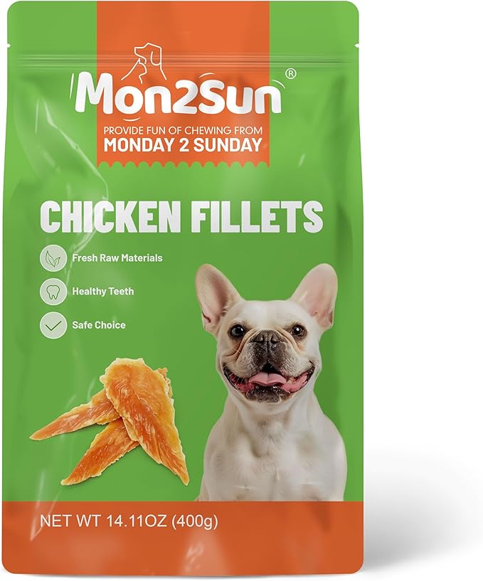MON2SUN Chicken Jerky Dog Treats Made with Chicken Breast, High Protein & Grain Free, Training Treats for Small to Large Dogs (14.11 Ounce -Pack of 1)