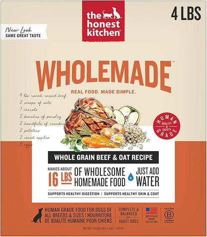 The Honest Kitchen Wholemade™ Whole Grain Beef & Oat Dog Food, 4 lb Box