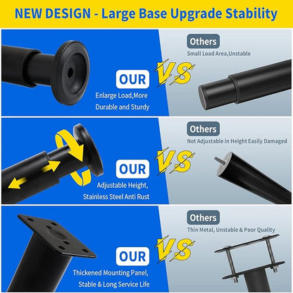 Olldag 4 Pcs Adjustable Height Furniture Support Legs [with Screws] 3.15-4.72 inch, Metal Heavy Duty Furniture Replacement Legs for Chair/Bed/Sofa/Cabinet/Couch/Dresser/Bed/Table (Black)