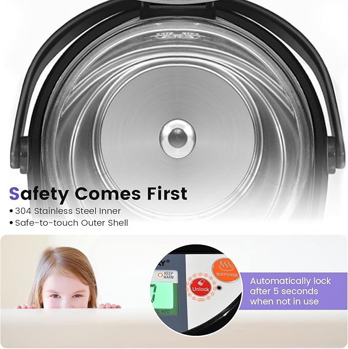 COSTWAY Instant Electric Hot Water Boiler and Warmer, 5-Liter LCD Water Pot