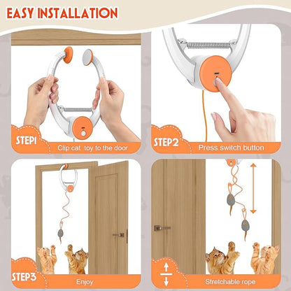 Interactive Cat Toys for Indoor Cats, Automatic Electric Flying Bird Feather Wand Toy, Best Kitten & Adult Cat Enrichment Toy Hanging Electric Kitty Toys for Bored Cats, Orange