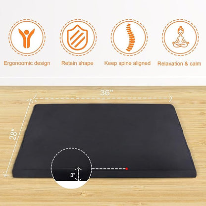 FelizMax Zabuton Meditation Mat (36"×28"×3") Luxurious Meditation Cushion for Kneeling Sitting Large Floor Pillow Zafu/Bench-Washable Cotton Cover 100% Organic Cotton Filling (Green)
