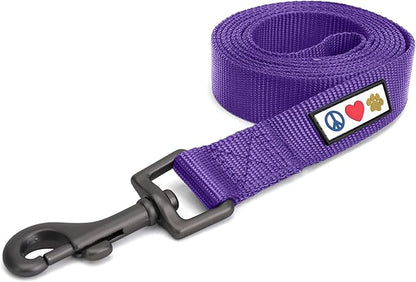 Pawtitas 6 FT Solid Color Leash for Puppy - Comfortable Handle Dog Training Leash - Extra Small/Small - Purple