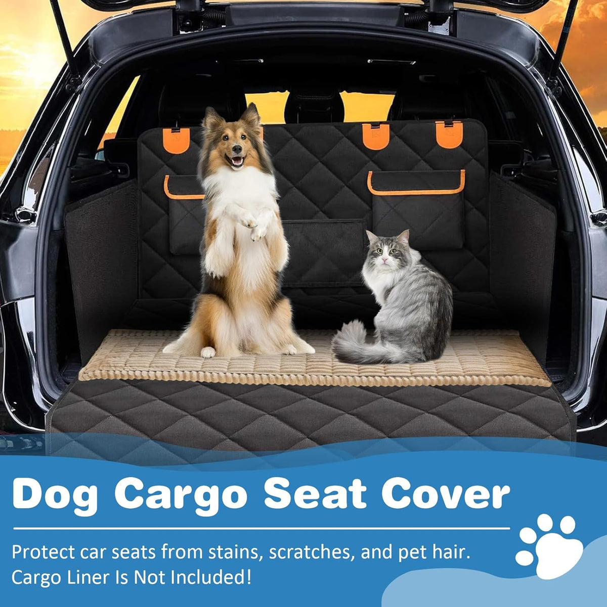 VClife Dog Bed Mat for Car, Anti Slip Pet Bed Travel Pad Comfortable Furry Dog Car Seat Cover for Backseat Extender, Washable Pet Cushion Bed Mat for Indoors & Outdoors (Brown, 59"×27.6")