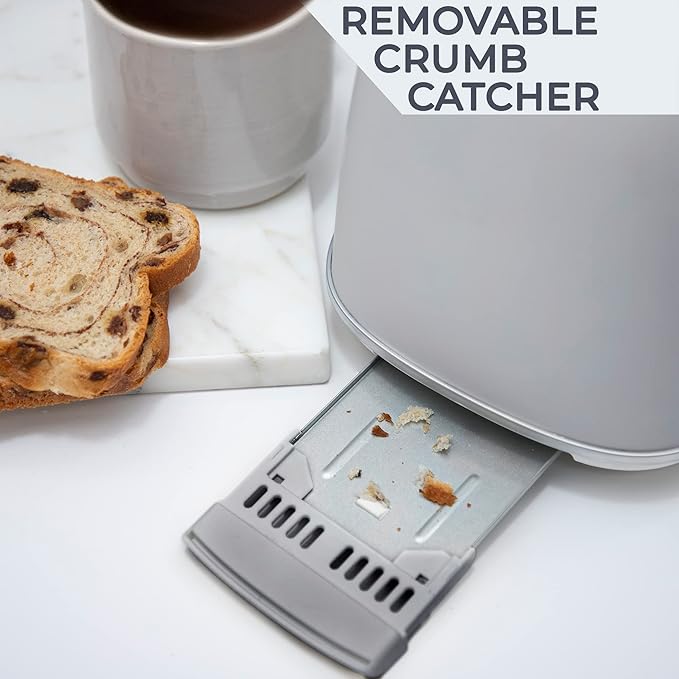Rae Dunn Retro Rounded Bread Toaster, 2 Slice Stainless Steel Toaster